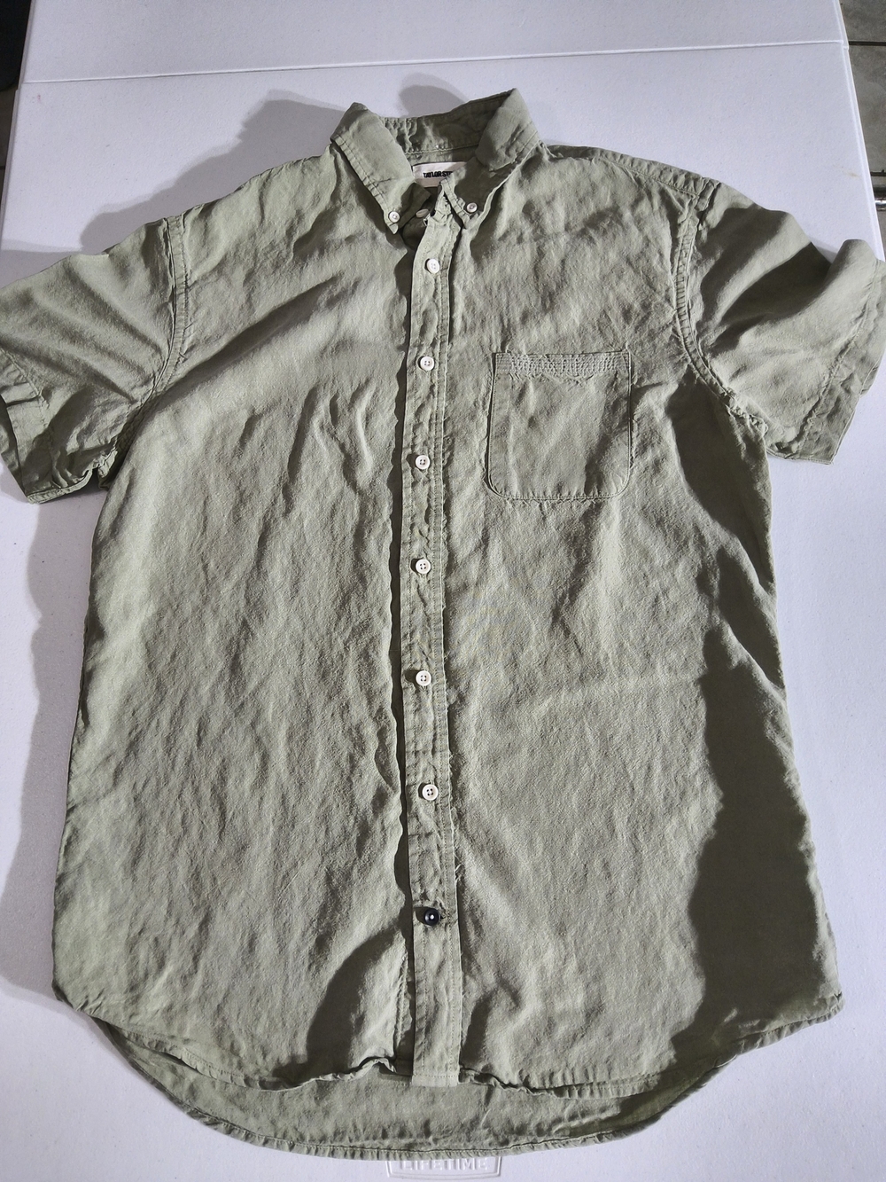 Taylor Stitch 42 Short-Sleeve Button-Down Linen Blend Shirt in Sage